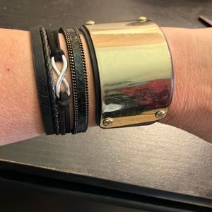 Two black leather bracelets